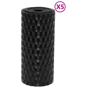 vidaXL Balcony Screens 5 pcs Black 255x19 cm Poly Rattan