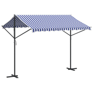 vidaXL Free Standing Awning Blue and White 300x300 cm Fabric and Steel