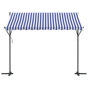 vidaXL Free Standing Awning Blue and White 300x300 cm Fabric and Steel