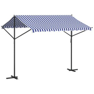 vidaXL Free Standing Awning Blue and White 300x300 cm Fabric and Steel