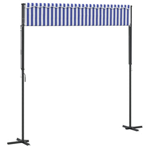 vidaXL Free Standing Awning Blue and White 300x300 cm Fabric and Steel