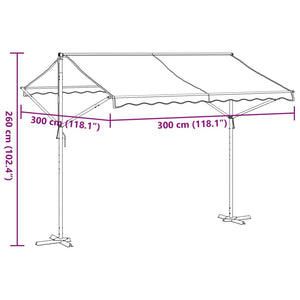 vidaXL Free Standing Awning Blue and White 300x300 cm Fabric and Steel