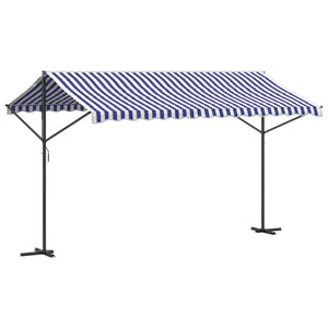 vidaXL Free Standing Awning Blue and White 400x300 cm Fabric and Steel