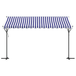 vidaXL Free Standing Awning Blue and White 400x300 cm Fabric and Steel