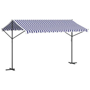 vidaXL Free Standing Awning Blue and White 400x300 cm Fabric and Steel