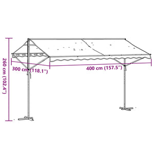 vidaXL Free Standing Awning Blue and White 400x300 cm Fabric and Steel