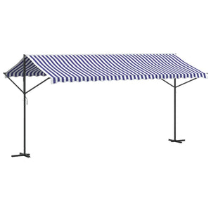 vidaXL Free Standing Awning Blue and White 500x300 cm Fabric and Steel