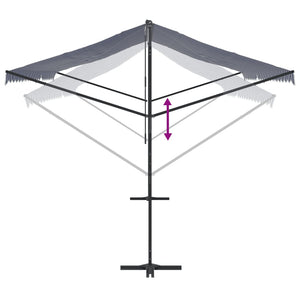 vidaXL Free Standing Awning Blue and White 500x300 cm Fabric and Steel