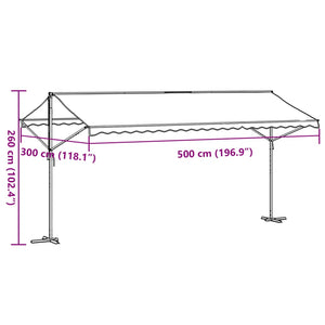 vidaXL Free Standing Awning Blue and White 500x300 cm Fabric and Steel