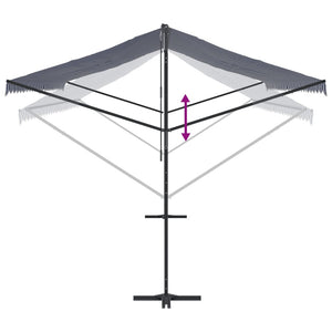 vidaXL Free Standing Awning Blue and White 600x300 cm Fabric and Steel