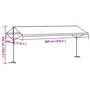 vidaXL Free Standing Awning Blue and White 600x300 cm Fabric and Steel