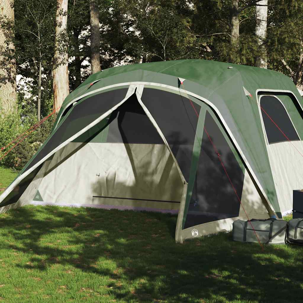 vidaXL Family Tent with Porch 6-Person Green Waterproof