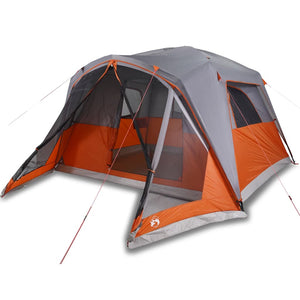 vidaXL Family Tent with Porch 6-Person Grey and Orange Waterproof