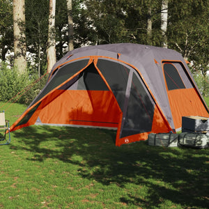 vidaXL Family Tent with Porch 6-Person Grey and Orange Waterproof