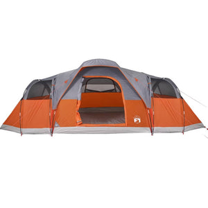 vidaXL Family Tent Dome 11-Person Grey and Orange Waterproof