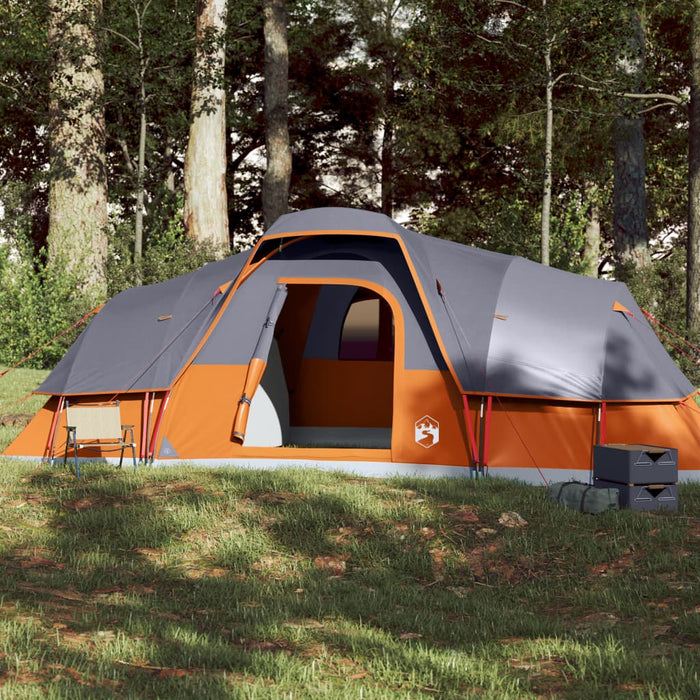 vidaXL Family Tent Dome 11-Person Grey and Orange Waterproof