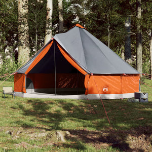 vidaXL Family Tent Tipi 12-Person Grey and Orange Waterproof