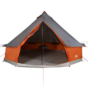 vidaXL Family Tent Tipi 12-Person Grey and Orange Waterproof