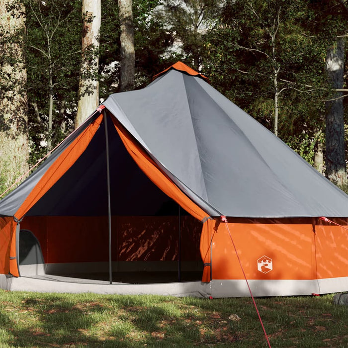 vidaXL Family Tent Tipi 12-Person Grey and Orange Waterproof