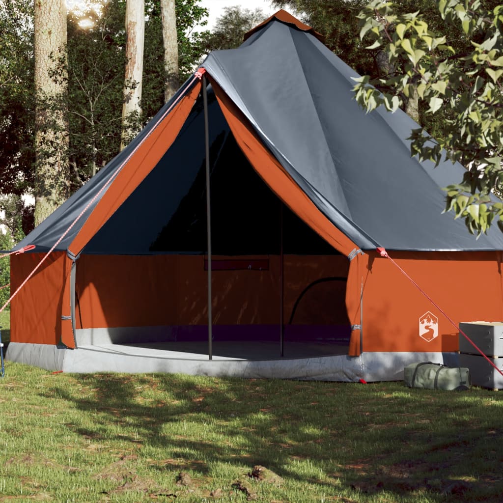 vidaXL Family Tent Tipi 10-Person Grey and Orange Waterproof