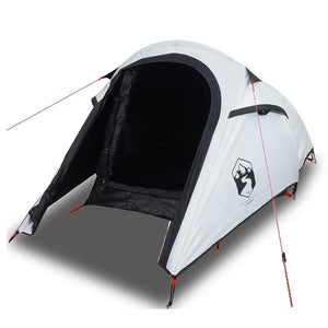 vidaXL Camping Tent Tunnel 2-Person White Blackout Fabric Waterproof