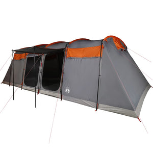 vidaXL Family Tent Tunnel 10-Person Grey and Orange Waterproof