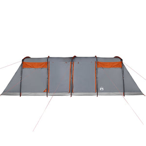 vidaXL Family Tent Tunnel 10-Person Grey and Orange Waterproof