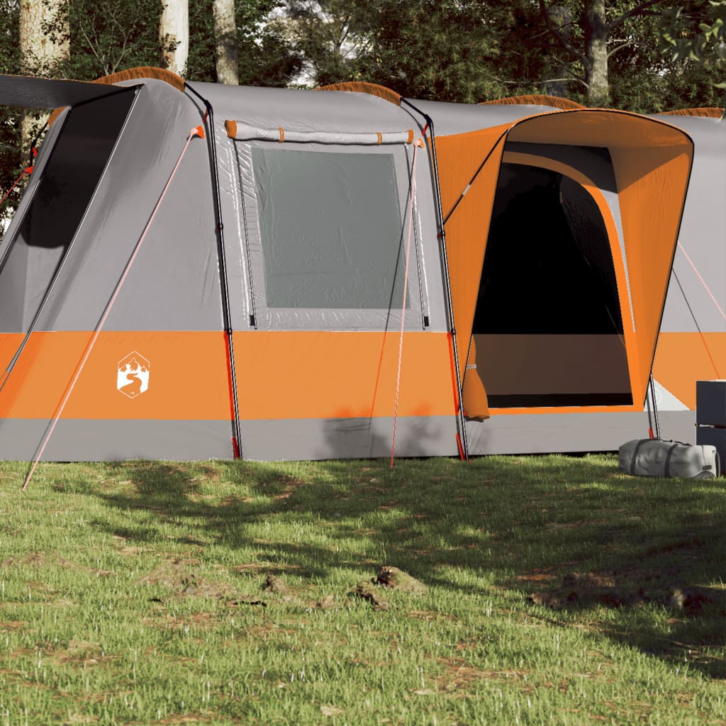 vidaXL Camping Tent Tunnel 4-Person Grey and Orange Waterproof