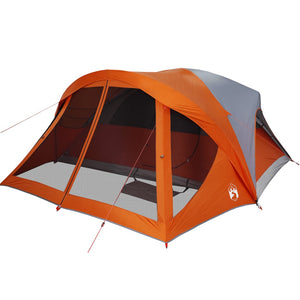 vidaXL Family Tent Cabin 6-Person Grey and Orange Waterproof