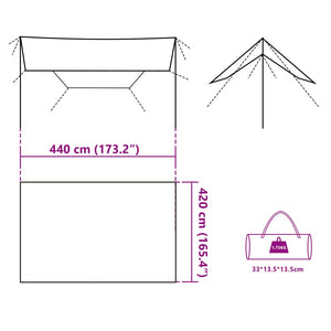 vidaXL Camping Tarp Blue 420x440 cm Waterproof