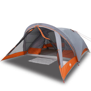 vidaXL Camping Tent Cabin 4-Person Grey and Orange Waterproof