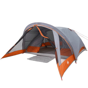 vidaXL Camping Tent Cabin 4-Person Grey and Orange Waterproof