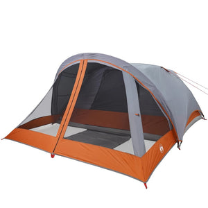 vidaXL Camping Tent Cabin 4-Person Grey and Orange Waterproof