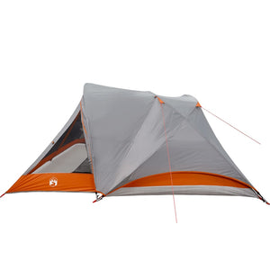 vidaXL Camping Tent Cabin 4-Person Grey and Orange Waterproof