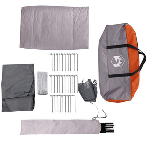 vidaXL Camping Tent Cabin 4-Person Grey and Orange Waterproof