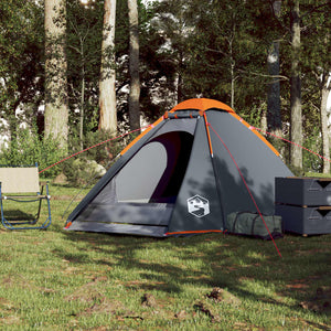 vidaXL Camping Tent Dome 4-Person Grey and Orange Waterproof