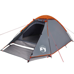 vidaXL Camping Tent Dome 4-Person Grey and Orange Waterproof