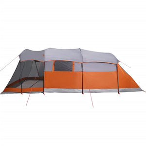 vidaXL Family Tent Tunnel 8-Person Grey and Orange Waterproof