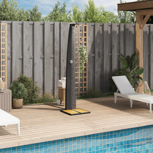 vidaXL Outdoor Shower Black 55x60x224 cm Poly Rattan and Acacia Wood