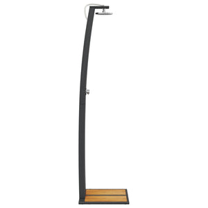 vidaXL Outdoor Shower Black 55x60x224 cm Poly Rattan and Acacia Wood