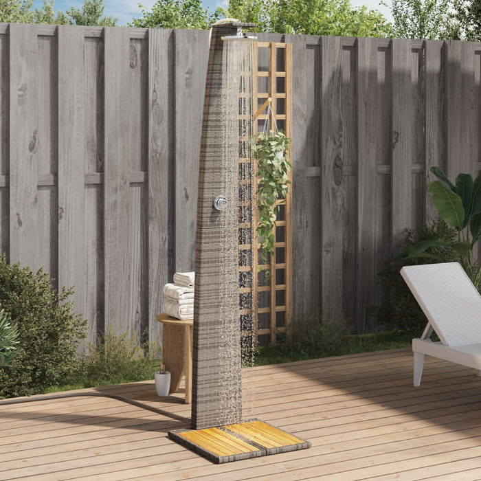 vidaXL Outdoor Shower Grey 55x60x224 cm Poly Rattan and Acacia Wood