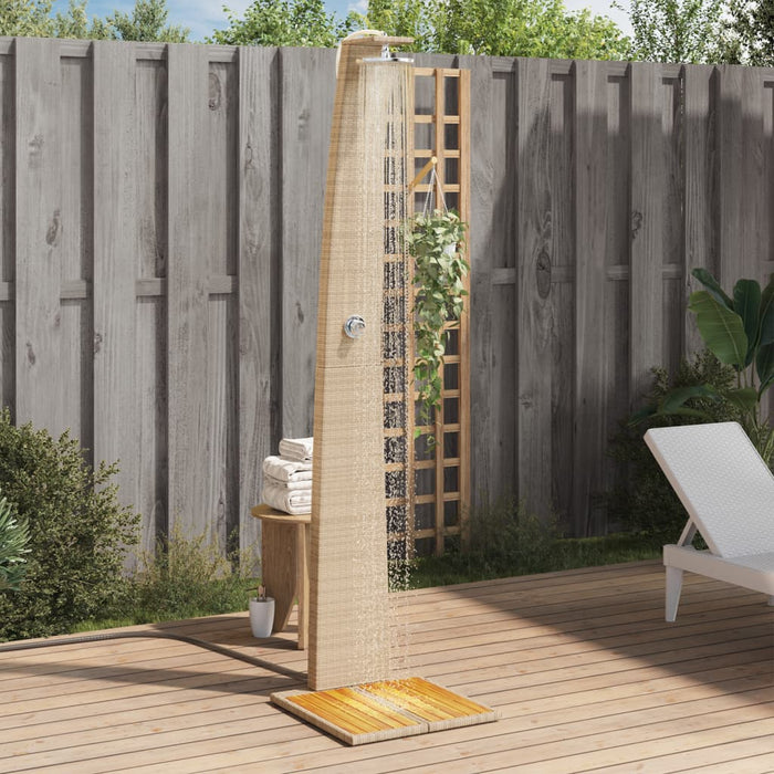 vidaXL Outdoor Shower Beige 55x60x224 cm Poly Rattan and Acacia Wood