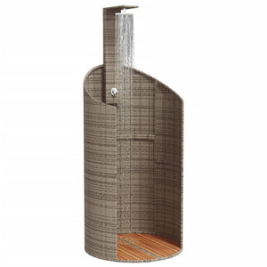 vidaXL Outdoor Shower Grey 100x100x241.5 cm Poly Rattan and Acacia Wood