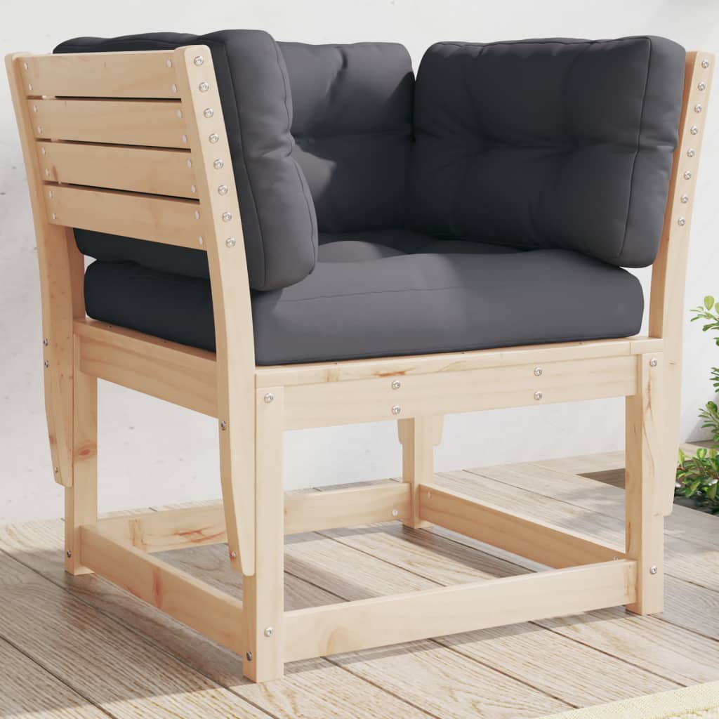 vidaXL Garden Sofa Armrest with Cushions Solid Wood Pine