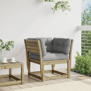 vidaXL Garden Sofa Armrest with Cushions Impregnated Wood Pine