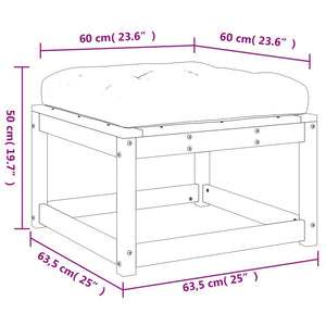 vidaXL Garden Footstool with Cushions Solid Wood Pine