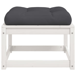 vidaXL Garden Footstool with Cushions White Solid Wood Pine