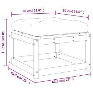 vidaXL Garden Footstool with Cushions White Solid Wood Pine