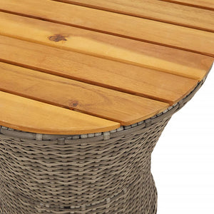 vidaXL Garden Side Table Drum Shape Grey Poly Rattan and Solid Wood