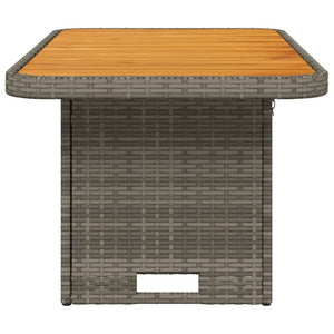 vidaXL Garden Table Grey 90x55x71 cm Poly Rattan and Acacia Wood